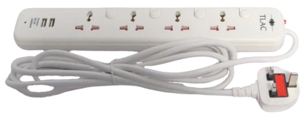 TLAC Premium 4 Way Extension Socket with USB and Surge Protector HK-MP500U